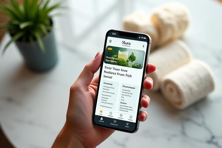 Schermata dell'applicazione mobile sviluppata per Aura Wellness & Spa su uno smartphone.
